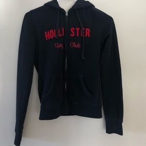 Hollister navy blue full zip hoodie